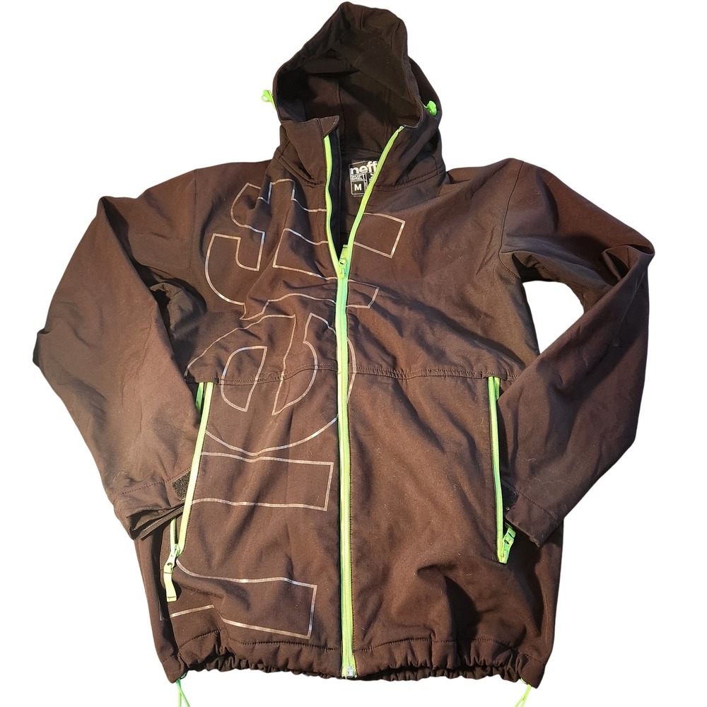 Neff Soft Shell Jacket Mens Medium Full‎ Zip Hooded Outdoor Coat